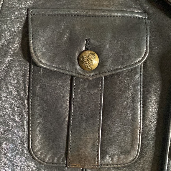 Ralph Lauren Blue Label Cropped Black Leather Jacket - Picture 5 of 14